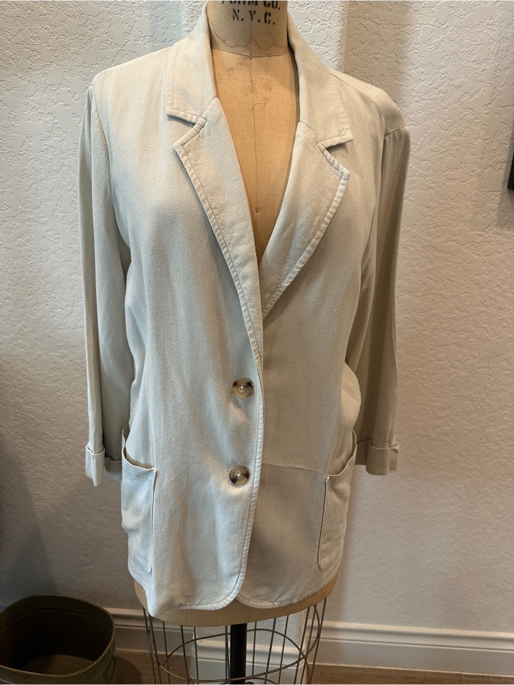 Time and Tru Light Linen blend Single-Breasted Blazer